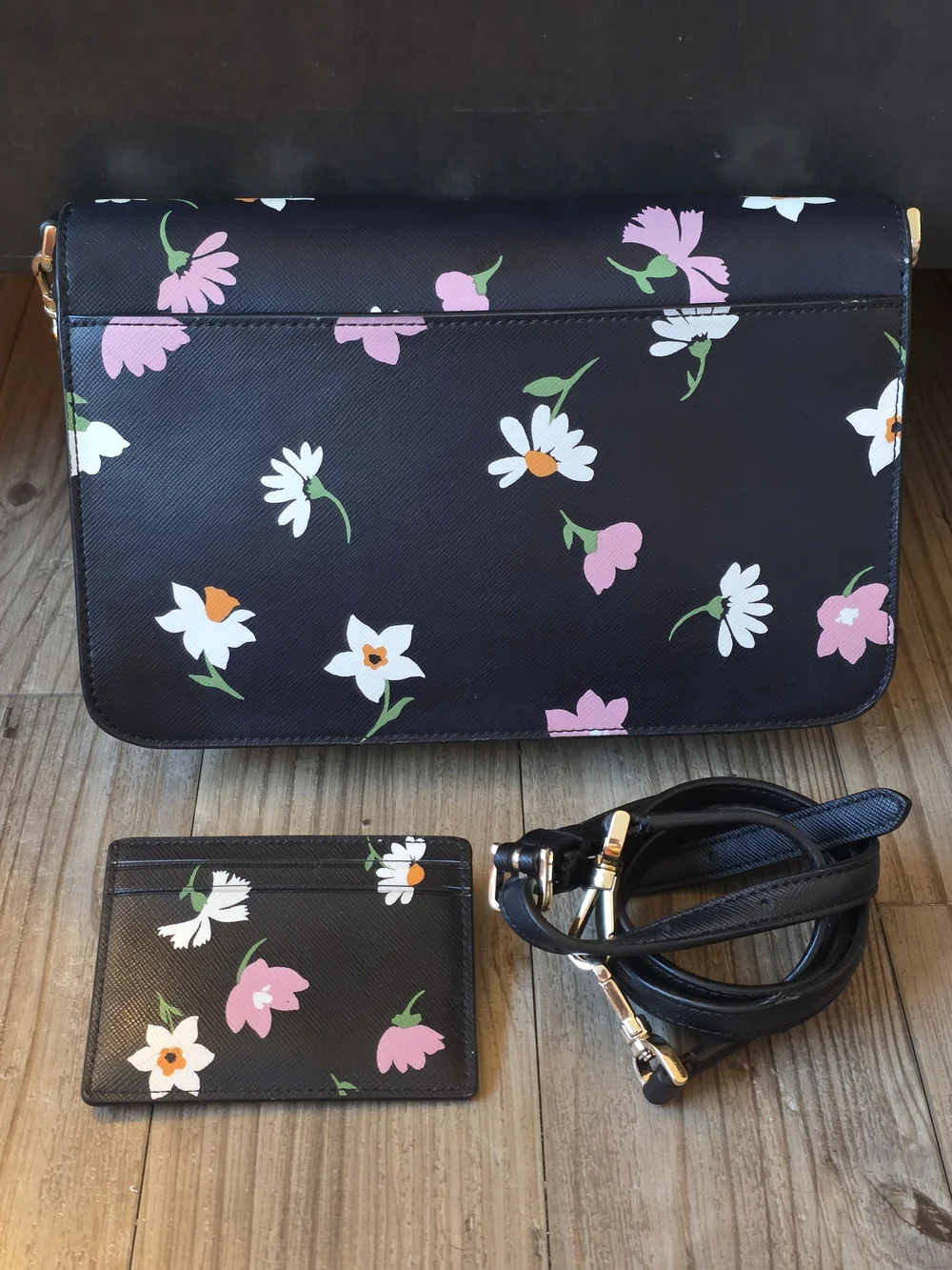 Kate Spade Madison Floral Waltz Flap Convertible Crossbody + Card Holder